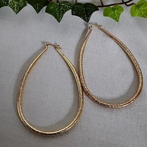 Large Gold Teardrop Hoop Earrings